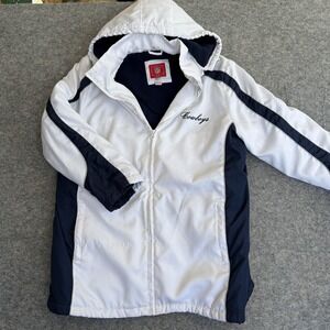 Dallas Cowboys Jacket Womens Large‎ White Navy NFL Football Hooded Full Zip
